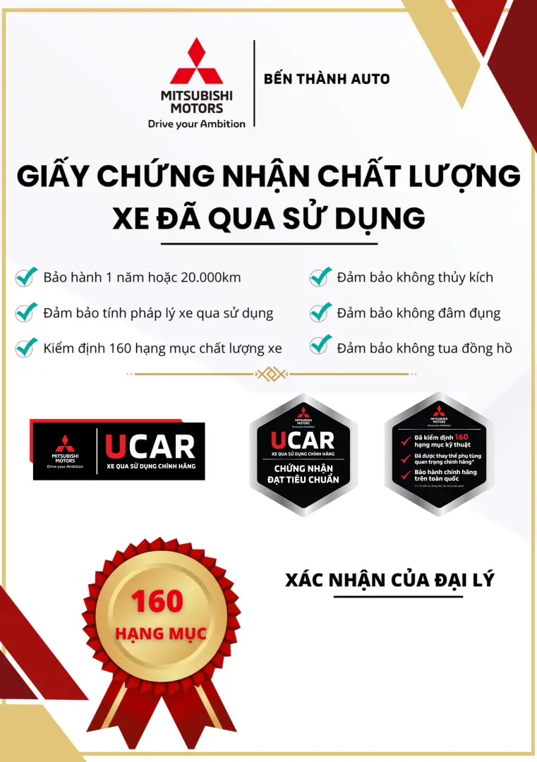 chứng nhận xe Mitsubishi đã qua sử dụng tại Mitsubishi Bến Thành Ucar